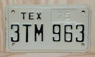1975 Texas " Motorcycle " License Plate 963