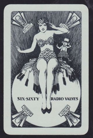 1 Single Vintage Swap/playing Card Adv Sixty Six Radio Valve Deco Flapper Lady