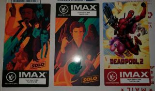 Exclusive Regal Imax Solo Week 1&2 Collectible Movie Tickets Set Plus Deadpool 2