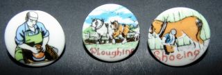 Set Of 3 China Buttons Occupations By Biechroft China 2006