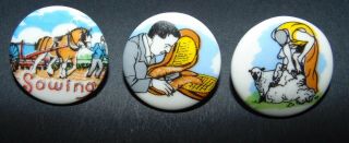 Set Of 3 China Buttons Occupations By Biechroft China 800