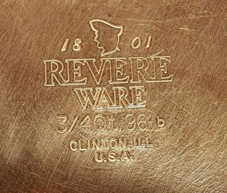 HTF Vintage Revere Ware 1801 Copper Clad SS 3/4 Qt Saute Pan: Clinton Ill.  ' 96 8