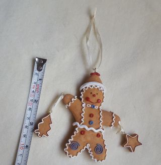 Ginger Bread Boy Iced Cookie Christmas Holiday Ornament • Pre - Owned • So Cute