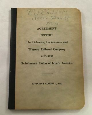Vintage Railroad Employee Book Union Agreement Delaware Lackawanna Western 1952