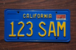 1975 California Sample License Plate 123 Sam -