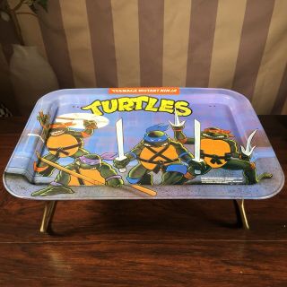 Vintage 1988 Teenage Mutant Ninja Turtles Metal Folding Tv Tray Collectors Cond.