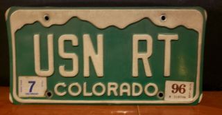 Vintage Colorado License Plate Vanity Usn Rt U.  S.  Navy Retired