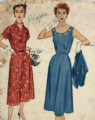 1950s Mccall Vintage Sewing Pattern 9622 Dress And Jacket Bust 39 Large Size