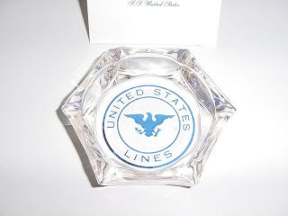 Ss United States Lines Early Style Crystal Ashtray /