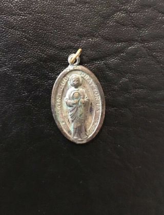 Vtg St Jude / Our Lady Of Fatima Praying Charm Pendant Prayer Necklace Religious