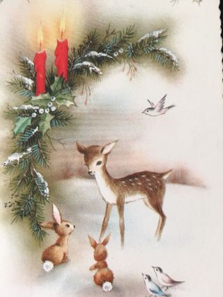 Sweet Animals In The Snow Vintage Christmas Card Sunshine Greeting