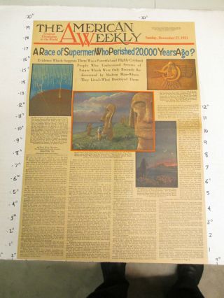 Newspaper Ad Dec 27,  1931 Race Of Superman Easter Island Cover Only Aw Full