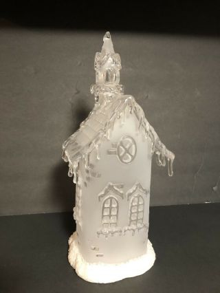 Frosted Clear Acrylic Lighted Church 13” With Icicles
