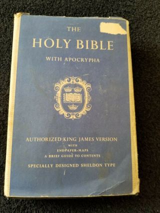 Vintage Holy Bible With Apocrypha King James Version Printed In Great Britain
