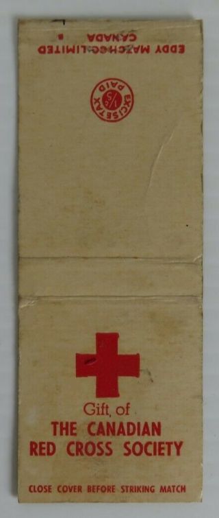 Vintage Canadian Red Cross Society Matchbook Cover (inv23979)