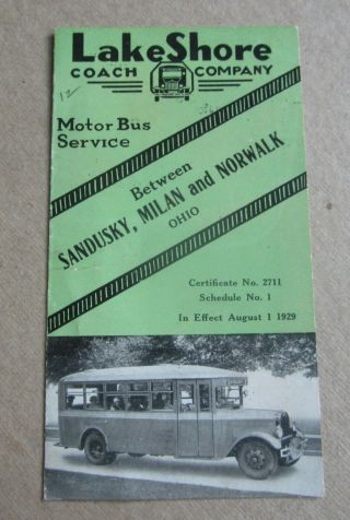 Old Vintage 1929 - Lake Shore Coach Co,  - Motor Bus Brochure - Sandusky Ohio