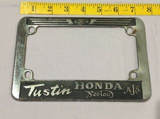 Rare California Vintage Motorcycle License Plate Frame Tustin Honda Norton Ajs