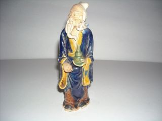Vintage Chinese Mudman Holding Vase,  Hand Painted/carving,  6 " Tall