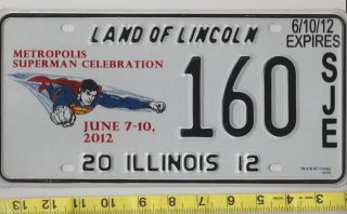2012 Illinois License Plate 160,  Metropolis Superman Celebration
