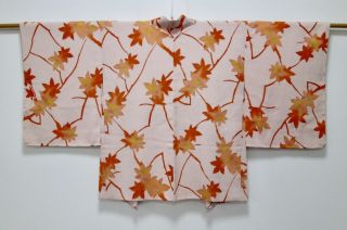 Japanese Kimono Silk Haori / Japanese Maple Leaf / / Silk Fabric /450