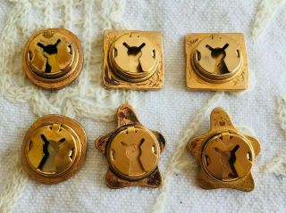 6 Vintage Pewter and Gold - tone metal Animal Southwestern Style Button Covers 2