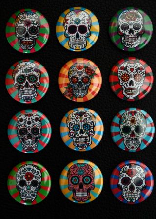 Sugar Skulls Button Set - Dia De Los Muertos