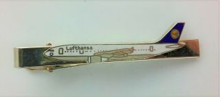 Lufthansa Tie Clip Airlines Enameled Plane Figural German Vintage
