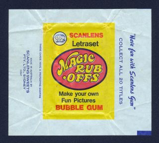 Magic Rub Offs Letraset 1975 Scanlens Card Wrapper