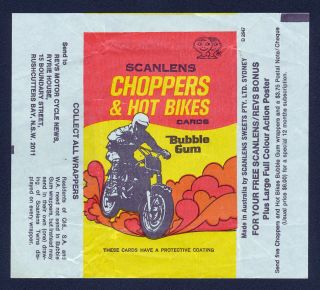 Choppers & Hot Bikes 1974 Scanlens Card Wrapper