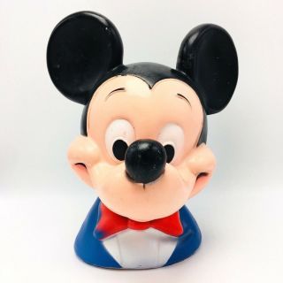 Mickey Mouse Disney Blow Mold Unbreakable Piggy Bank Head Vintage 1971 Play Pal