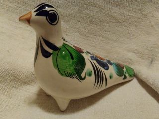 Vintage Dove Mexican Pottery Folk Art Hand Painted Ceramic Bird 6 1/2 " Long