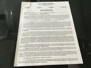 Brock Peters Actor & Civil Rights Activist 1992 Hand Signed Management Contract