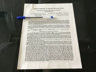 Brock Peters Actor & Civil Rights Activist 1992 Hand Signed Aftra Contract
