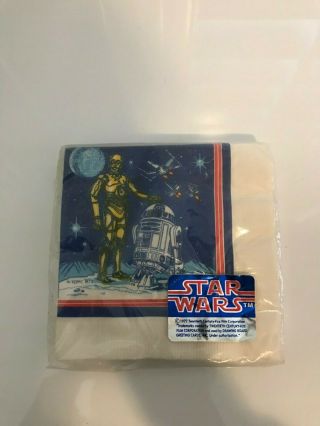 Vintage 1977 Star Wars Paper Napkins In R2d2 / C3po