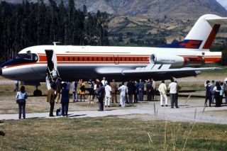 Medium Format Colour Slide Of Satco Fokker F - 28 Ph - Zav In 1973