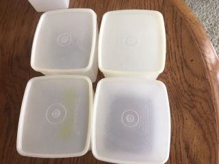 5 Vtg Tupperware Square Round Freezer Containers Food Storage Sheer 312 313 Lid 3