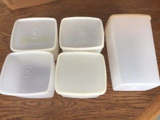 5 Vtg Tupperware Square Round Freezer Containers Food Storage Sheer 312 313 Lid 4