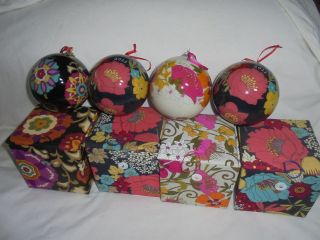 2011 Vera Bradley Ornaments 4 In Boxes Happy Snails 2 Tea Garden Suzani