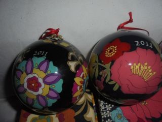 2011 Vera Bradley ornaments 4 in boxes Happy Snails 2 Tea Garden Suzani 2