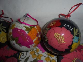 2011 Vera Bradley ornaments 4 in boxes Happy Snails 2 Tea Garden Suzani 3