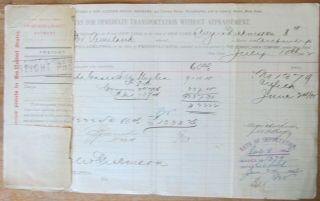 1882 Red Star Line " S.  S.  Pennland " Voyage Documents