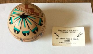 Unique Jemez Pueblo Pottery Seed Pot Signed By Julia Chinana