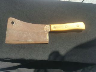 8 " Blade Vintage Craftsman Professional Meat Cleaver.  Wood Handle.