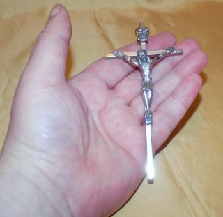 Antique / Vintage Silver - Plated Corpus Christi Crucifix Cross Communion Amulet