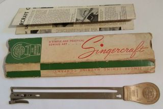 Vintage Singer Singercraft Sewing Machine Rug Making Tool Orig Box 1933 Instr
