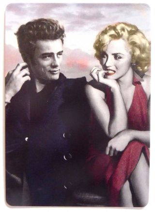 Swap Card.  James Dean & Marilyn Monroe.  Artist Chris Consani.  Wide.