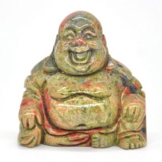 Feng Shui 1.  9 " Laughing Happy Buddha Unakite Stone Figurine Religious Statue