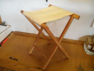 Vintage Camping Fishing Folding Stool Canvas Chair 17 - 1/2 " Tall (90608 - 2)