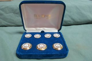 Gold Tone & Enamel Set Of 7 Buttons Georgia Institute Of Technology Seal