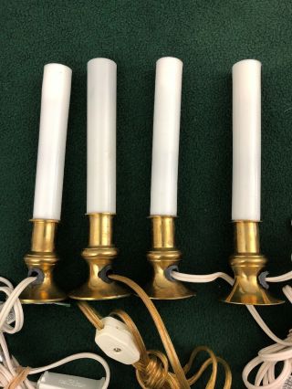 4 Vintage Electric Window Brass Candlesticks Candle Lamps All Work